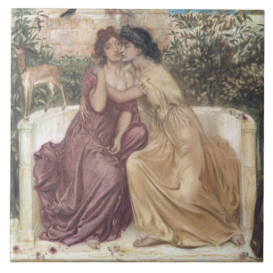Sappho and Erinna in a Greek Garden (Lesbian Love) Tile