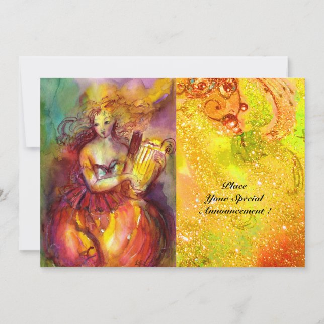 SAPPHO ,DANCE ,MUSIC AND POETRY, Gold Sparkles Invitation (Front)