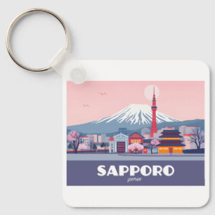 Sapporo Japan Hokkaido Cityscape Pastel Travel Keychain