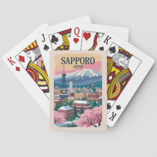 Sapporo Japan Illustration Travel Art Vintage Playing Cards