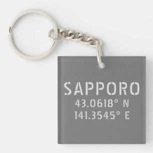 Sapporo Latitude & Longitude Coordinates  Keychain