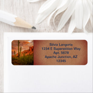 Saquaro Cactus Superstition Coucher de soleil de m