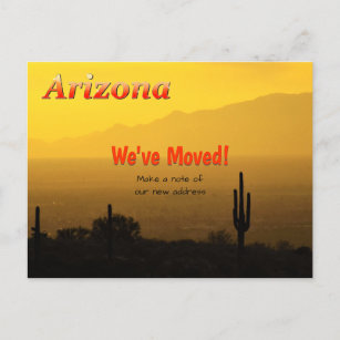 Saquaro Cactus With Golden Arizona Sunset Announcement Postcard
