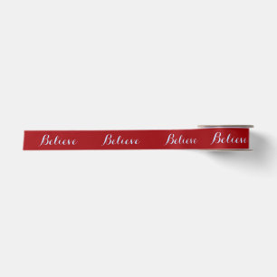 Sara Custom Matching Ribbon Believe Red Satin Ribbon
