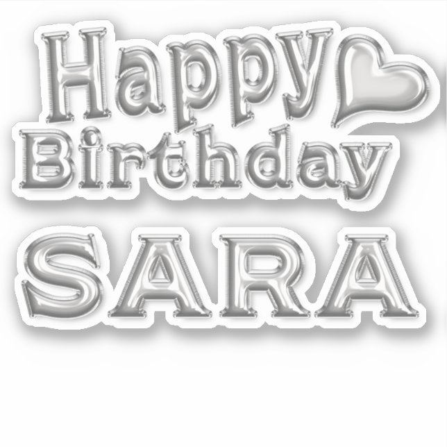 Sara Happy Birthday silver Sticker (Front)