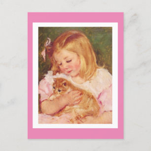 Sara holding a Cat, by Mary Cassatt, Holiday Postcard