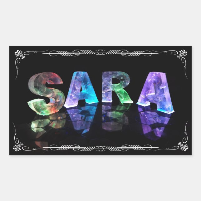 Sara  - The Name Sara in 3D Lights (Photograph) Sticker (Front)