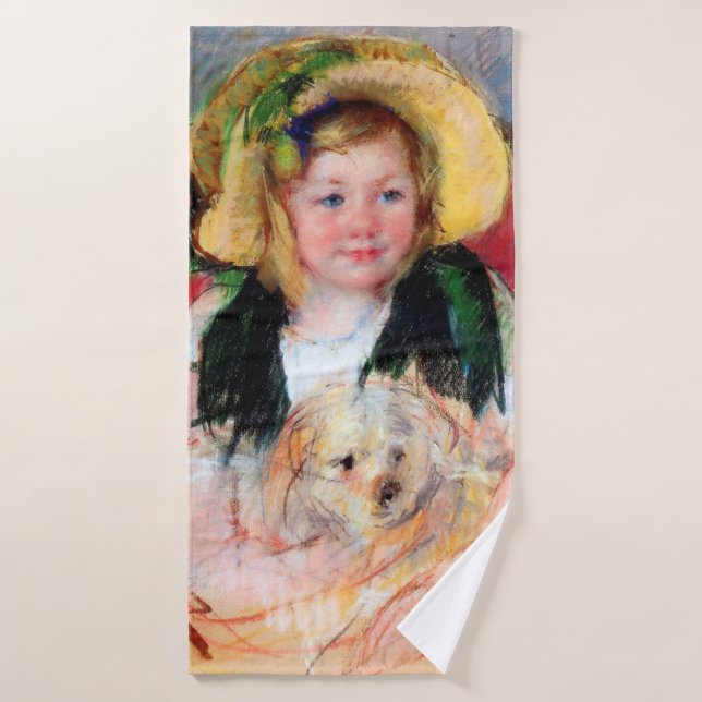 Sara with Her Dog, Cassatt Bath Towel (Bath Towel)