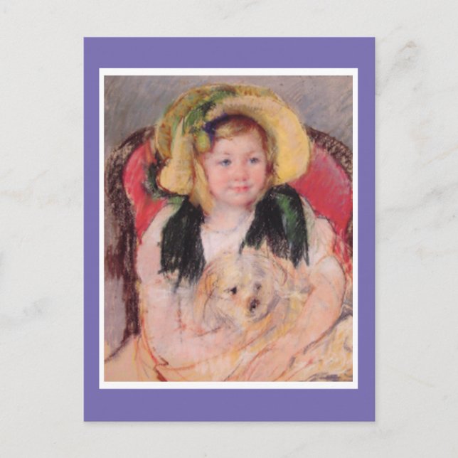 Sara with her Dog in Armchair, by Mary Cassatt, Holiday Postcard (Front)