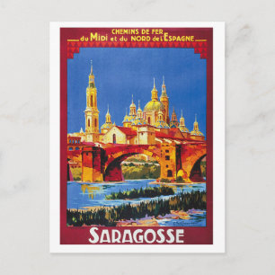 Saragosse, Espagne, ville, carte postale vintage d