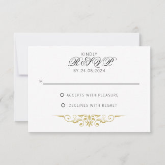 Sarah - Antique Gold Formal Wedding RSVP Card