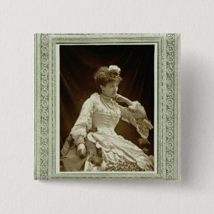 Sarah Bernhardt (1844-1923), from 'Galerie Contemp 2 Inch Square Button