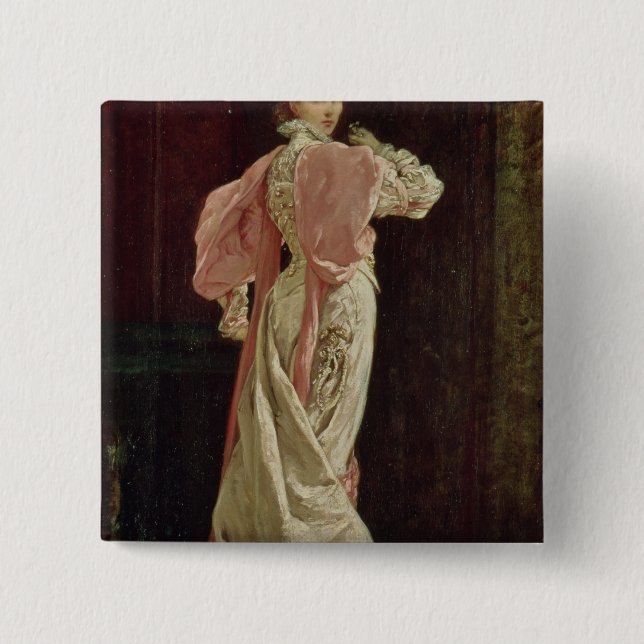 Sarah Bernhardt 2 Inch Square Button (Front)