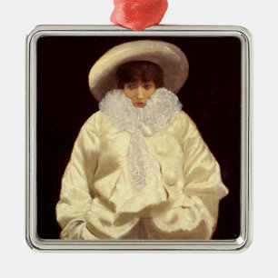 Sarah Bernhardt as Pierrot (Sad Clown) Metal Ornament