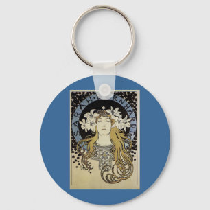 Sarah Bernhardt by Alphonse Mucha Keychain
