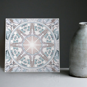Sarah Bernhardt Inspired Artwork by Alphonse Mucha Tile