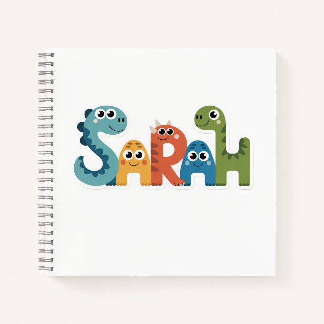Sarah Dinosaur Name  Cute Dino Letters Design Notebook (Front)