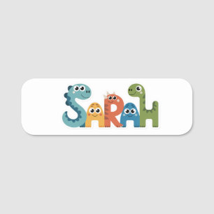 Sarah Dinosaur Name Cute Dino Letters Design Tag
