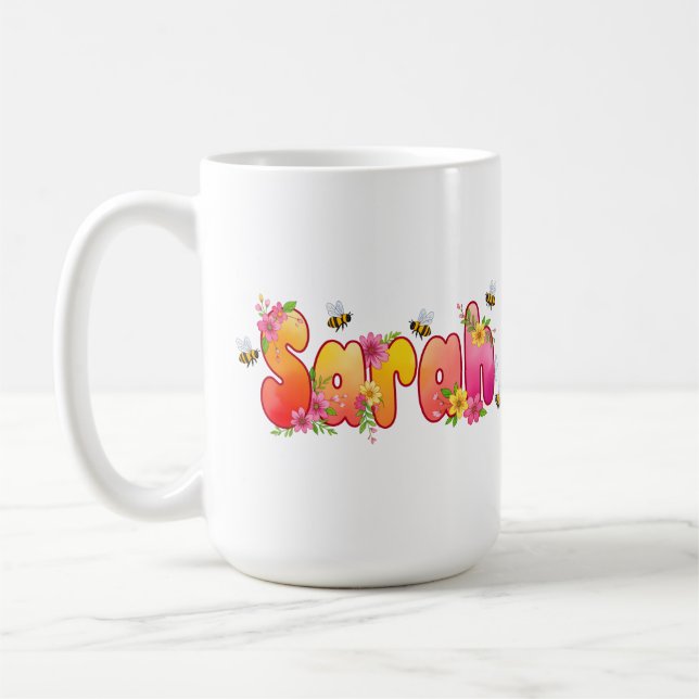 Sarah - Floral and Bee Design Mug (Gauche)