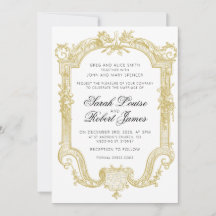 Sarah - Formal Wedding Invitation Antique Gold