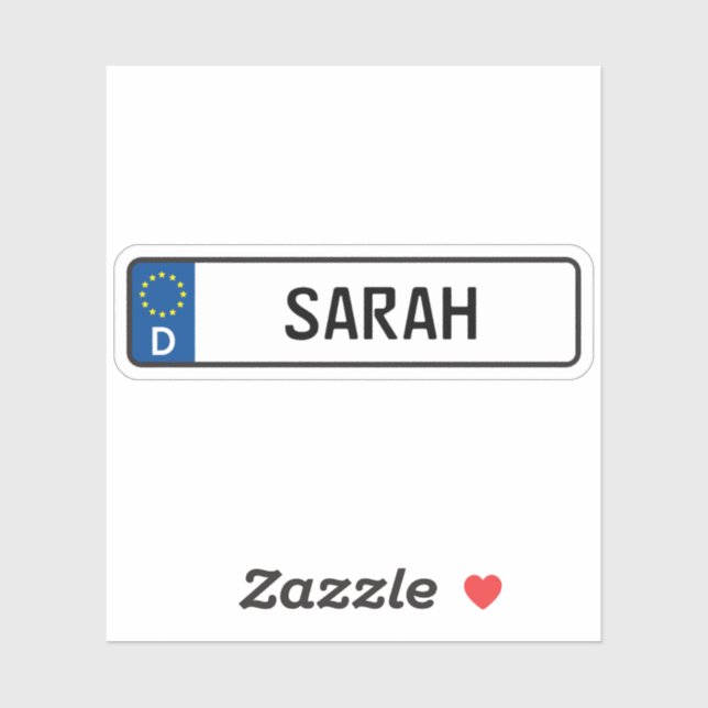 Sarah German Car License Plate (Sheet)