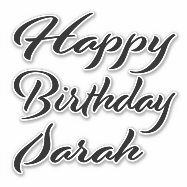 Sarah name first name black Sticker birthday (Front)