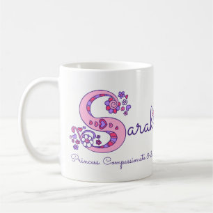 Sarah name meaning decorative S monogram mug
