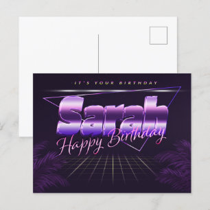 Sarah Name Vorname lila Postkarte Geburtstag Postcard