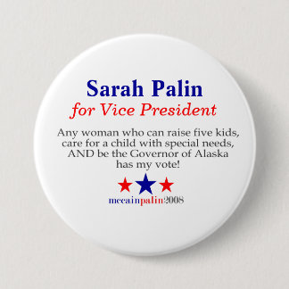 Sarah Palin for Vice President 3 Inch Round Button