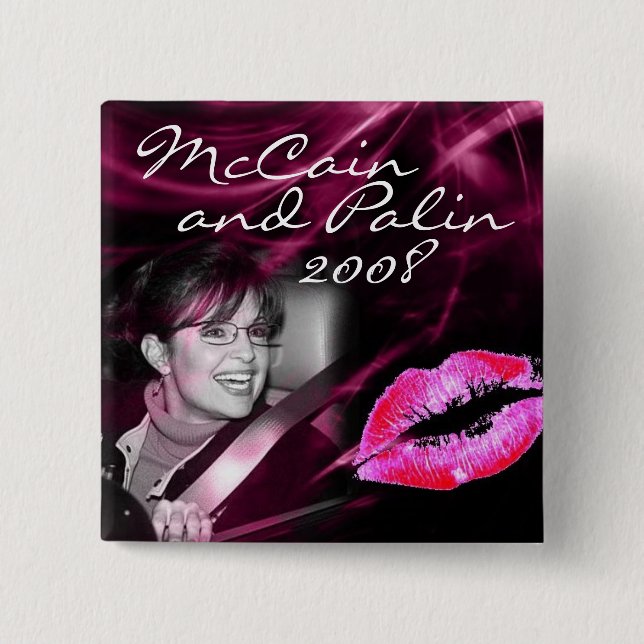 Sarah Palin Pink Lip Button (Front)