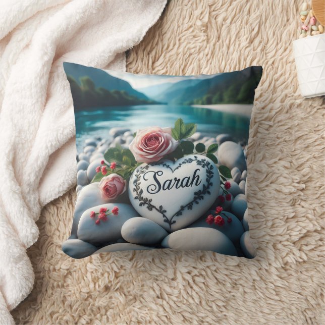 Sarah River Heart Throw Pillow (Blanket)