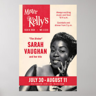 Sarah Vaughan jazz poster - Live at Mister Kelly's