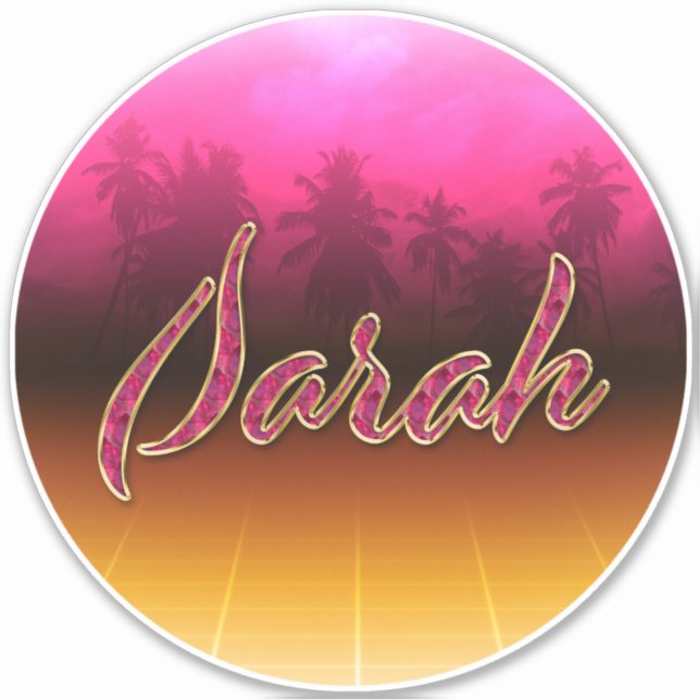 Sarah Vorname Name golden pink Aufkleber Sticker (Front)