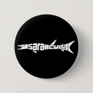Sarahcuda White on Black Button - Customized