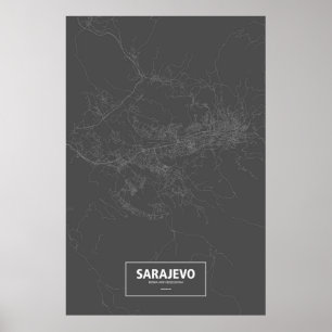 Sarajevo, Bosnia and Herzegovina (white on black) Poster
