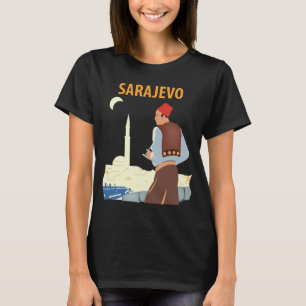 Sarajevo Bosnia Minaret Evening Blue Travel T-Shirt
