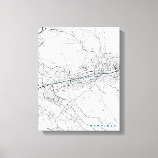 Sarajevo City Map Canvas Print