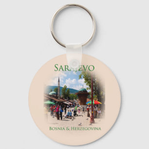 Sarajevo: Pigeon Square in the Old Bazaar Keychain
