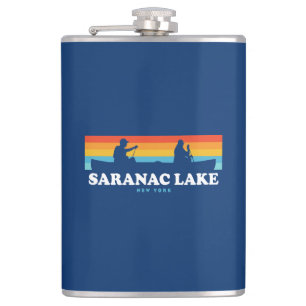 Saranac Lake New York Canoe Hip Flask