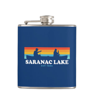 Saranac Lake New York Canoe Hip Flask