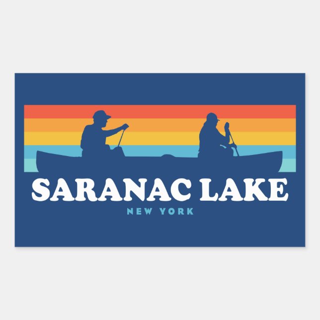 Saranac Lake New York Canoe Sticker (Front)