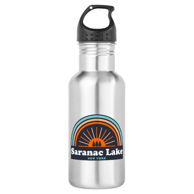 Saranac Lake New York Rainbow 532 Ml Water Bottle (Front)