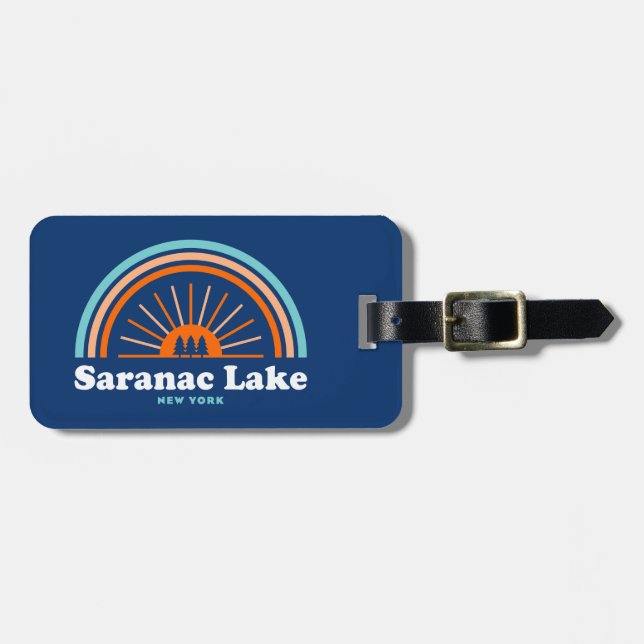 Saranac Lake New York Rainbow Luggage Tag (Front Horizontal)