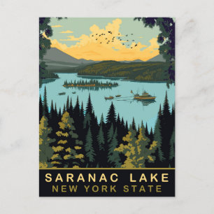 Saranac Lake, NY, Vintage Travel Postcard