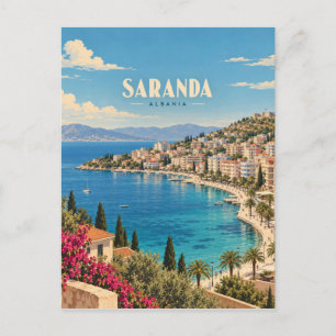 Saranda Albania Vintage Travel Art Postcard