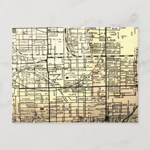 Sarasota, FL Vintage Map Postcard