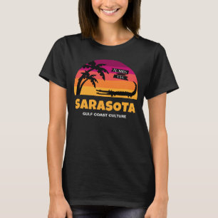 Sarasota Florida Retro Sunset with Alligator T-Shirt