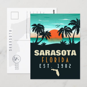 Sarasota Florida Tropical Retro Sunset Souvenirs Postcard