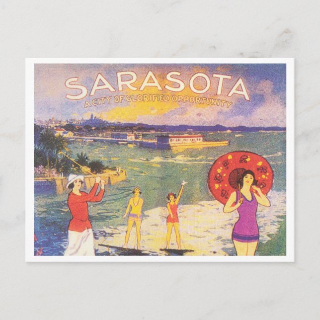 Sarasota Florida vintage 1920s Postcard (Front)