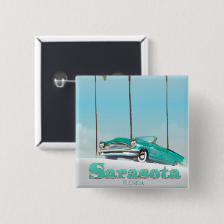 Sarasota Florida Vintage style travel poster 2 Inch Square Button